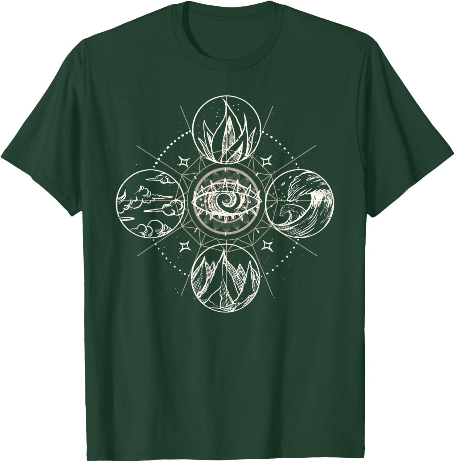 Four Elements Wind Earth Fire Water Nature T-Shirt - T-Shirt | Forest