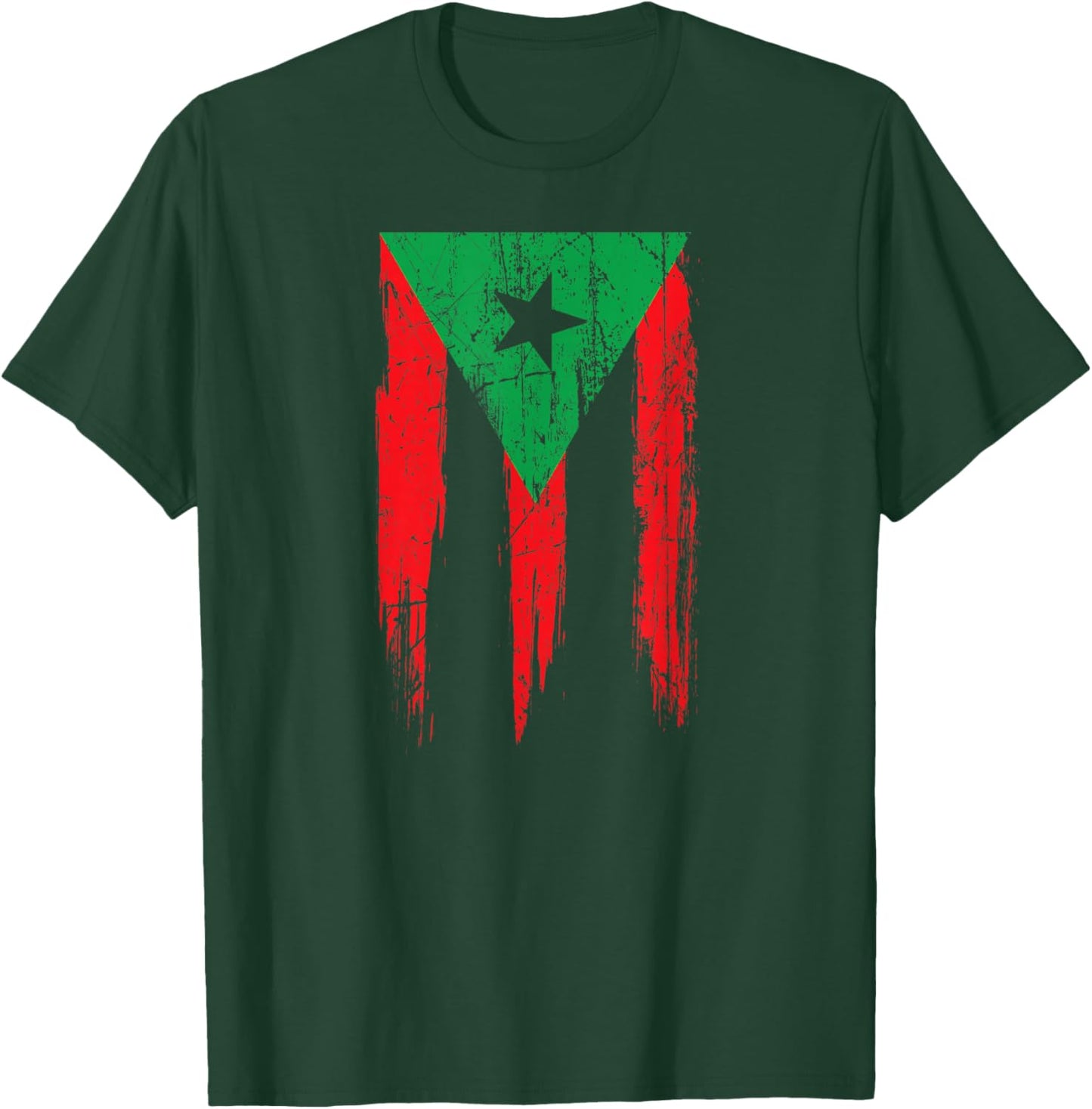 Distressed Afro Latino Flag Afro Boricua Puerto Rico African T-Shirt - T-Shirt | Forest