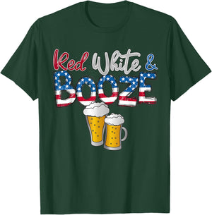 Red White and Booze America Flag 4th Of Julyy Men T-Shirt - T-Shirt | Forest