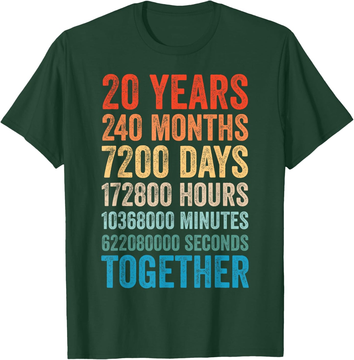 20 Year Anniversary Him Her Couple 20th Wedding Anniversary T-Shirt - T-Shirt | Forest