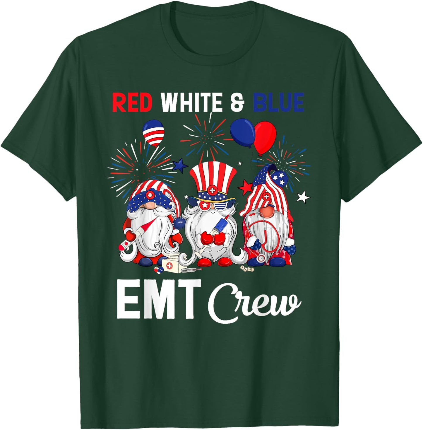 Red White & Blue American EMT Crew 4th Of July Men T-Shirt - T-Shirt | Forest