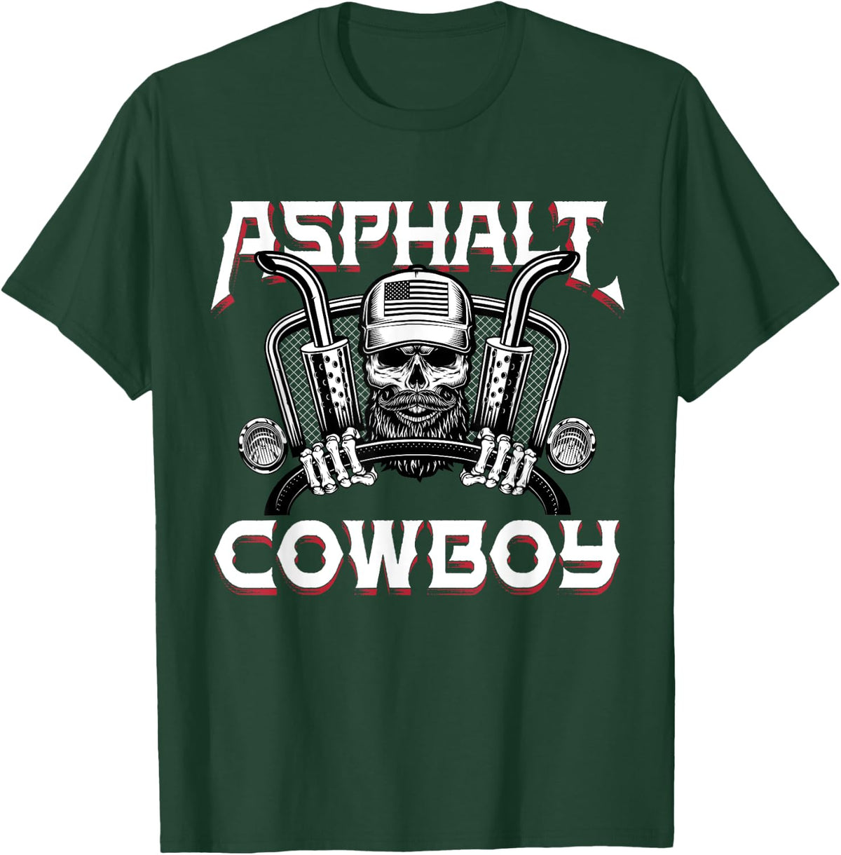 Asphalt Cowboy Funny Truck Driver Trucker Diesel Semi Gift T-Shirt - T-Shirt | Forest
