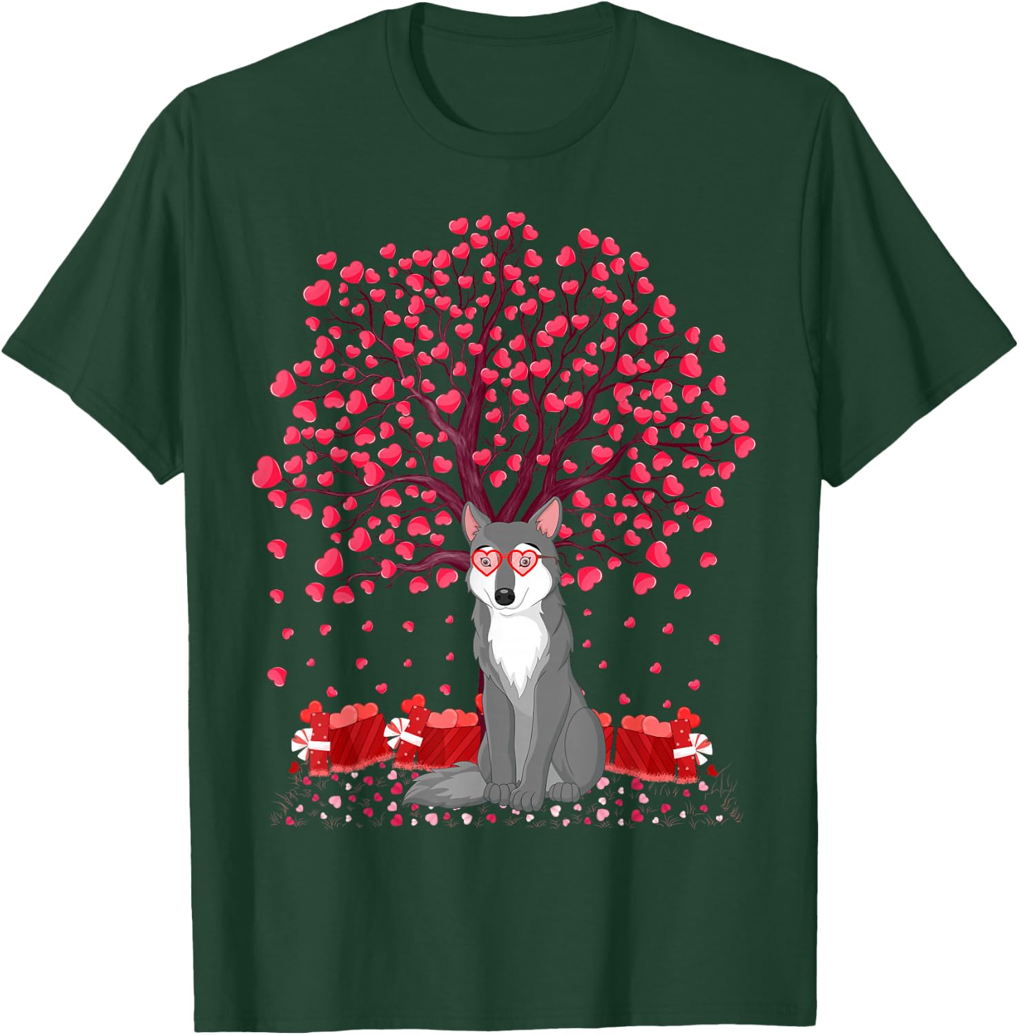 Funny Wolf Animal Lover Wolf Valentine's Day T-Shirt - T-Shirt | Forest