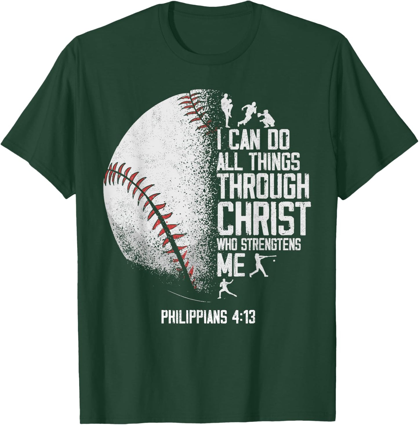 Baseball Fan Bible Quote Vintage I Can Do All The Things T-Shirt - T-Shirt | Forest