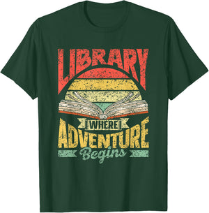 Bibliothek Wo Das Abenteuer Beginnt Books Library T-Shirt - T-Shirt | Forest