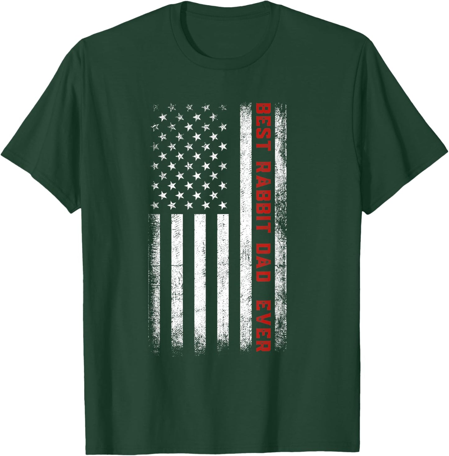 Best Rabbit Dad Ever American Flag Rabbit Dad Father's Day T-Shirt - T-Shirt | Forest