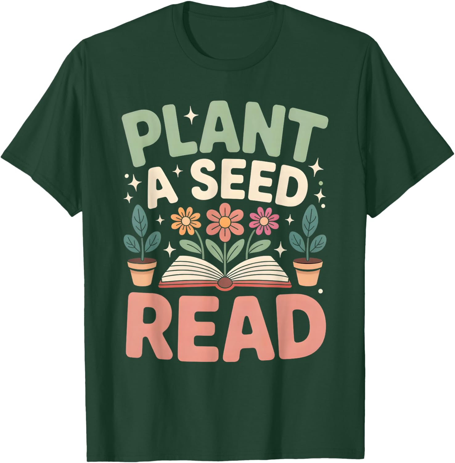 Plant A Seed Read 2026 Summer Reading Floral Librarian Books T-Shirt - T-Shirt | Forest