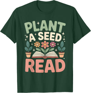 Plant A Seed Read 2026 Summer Reading Floral Librarian Books T-Shirt - T-Shirt | Forest