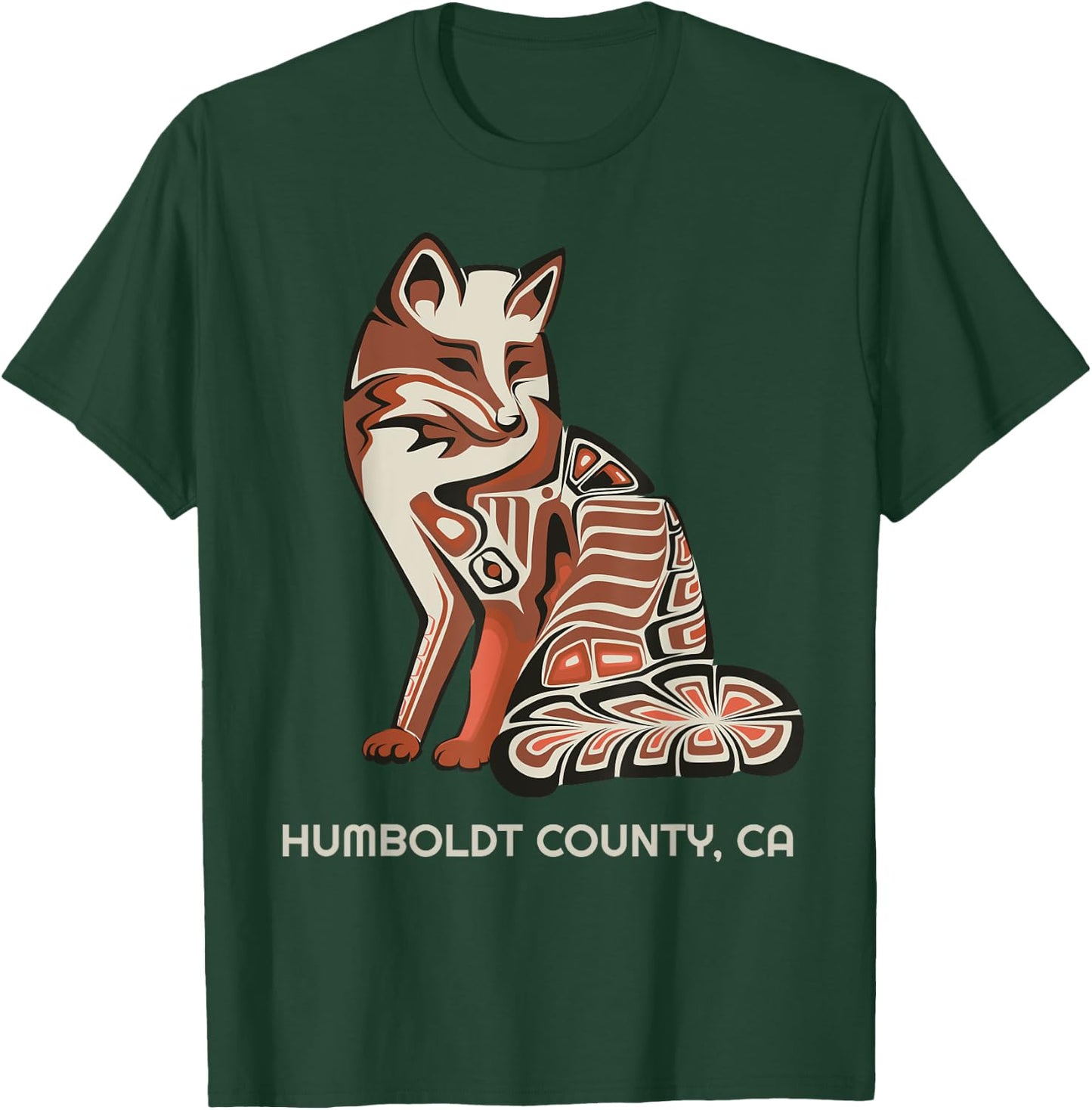 California Humboldt County Tribal Fox Native American T-Shirt - T-Shirt | Forest