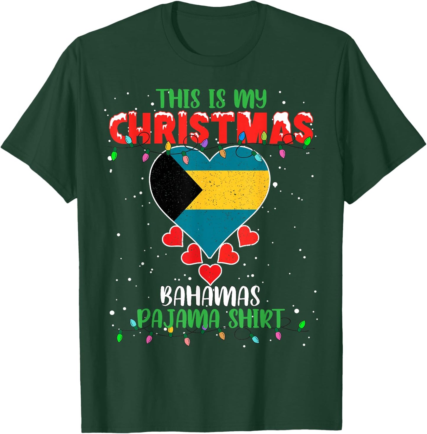 This Is My Christmas Lights Love Bahamas Flag Pajama T-Shirt - T-Shirt | Forest