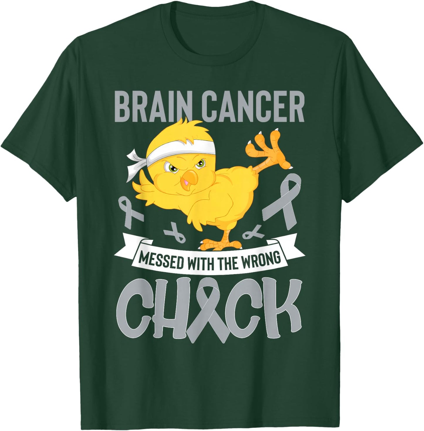 Brain Cancer Messed With The Wrong Chick Warriors Fighters T-Shirt - T-Shirt | Forest
