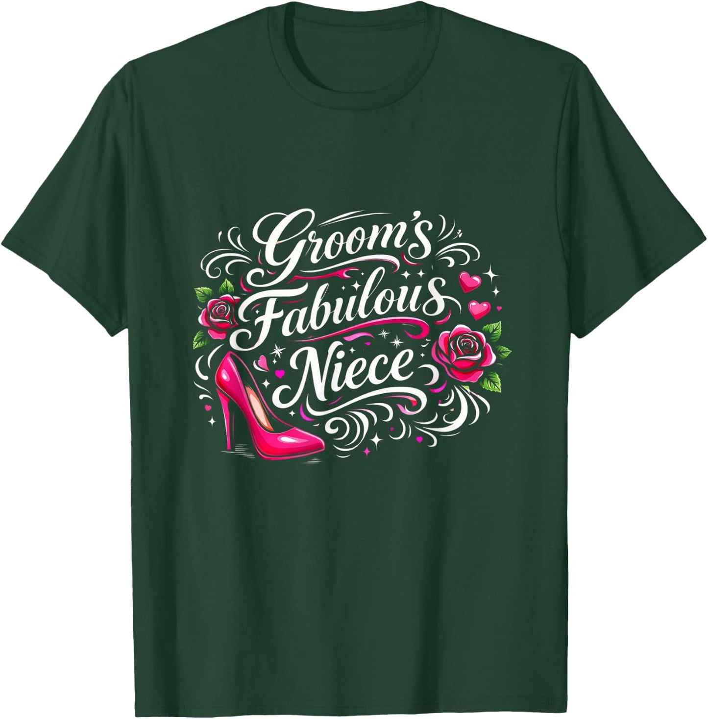 Groom's Fabulous Niece Wedding Crew Elegant Family Matching T-Shirt - T-Shirt | Forest