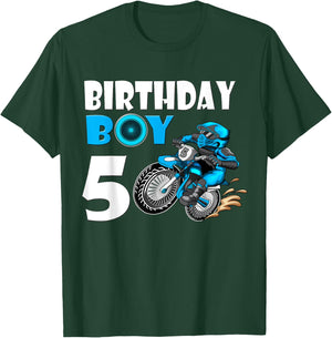 Birthday Boy 5 Birthday Boy Motocross Motorcycle Motorbike T-Shirt - T-Shirt | Forest
