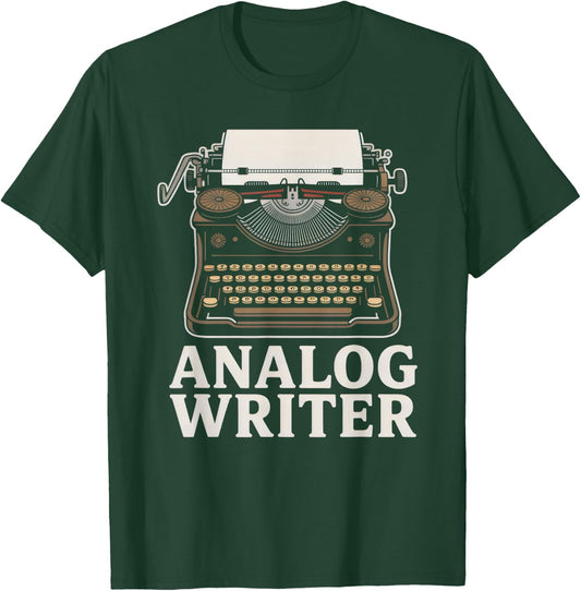Analog Writer Vintage Typewriter Old School Author T-Shirt - T-Shirt | Forest