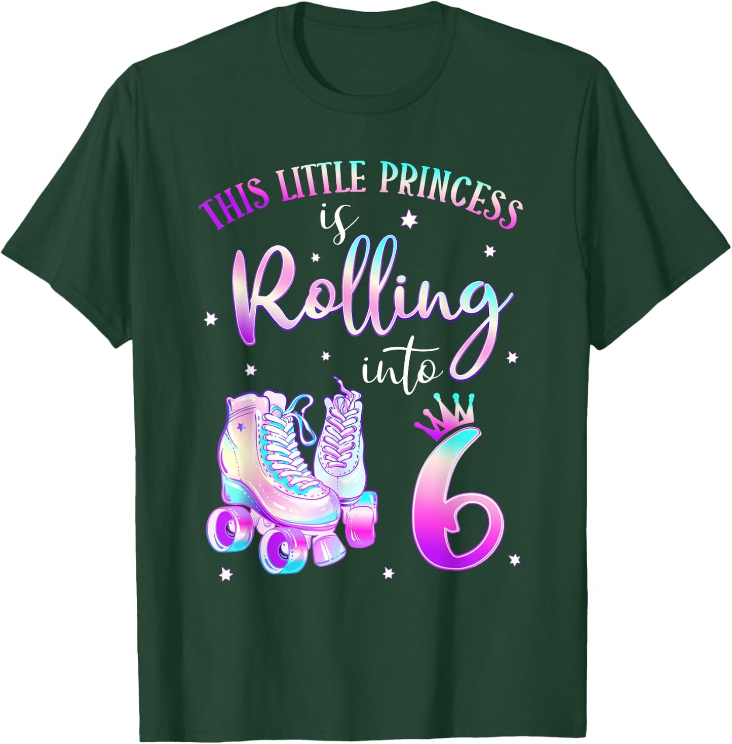 6th Bday Rolling Into 6 Birthday Roller Skate Theme Party T-Shirt - T-Shirt | Forest