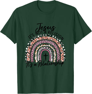 Jesus It's not a Religion It's a Relationship Pink Rainbow T-Shirt - T-Shirt | Forest