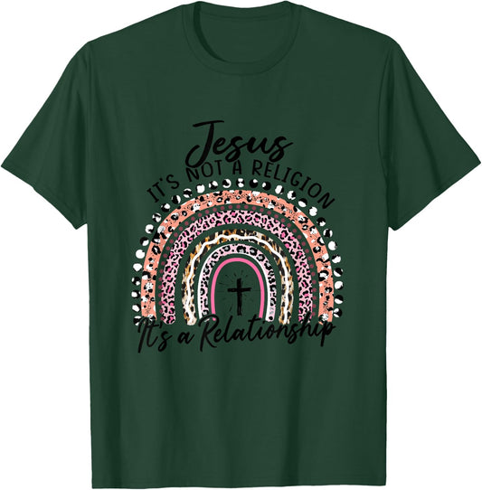 Jesus It's not a Religion It's a Relationship Pink Rainbow T-Shirt - T-Shirt | Forest
