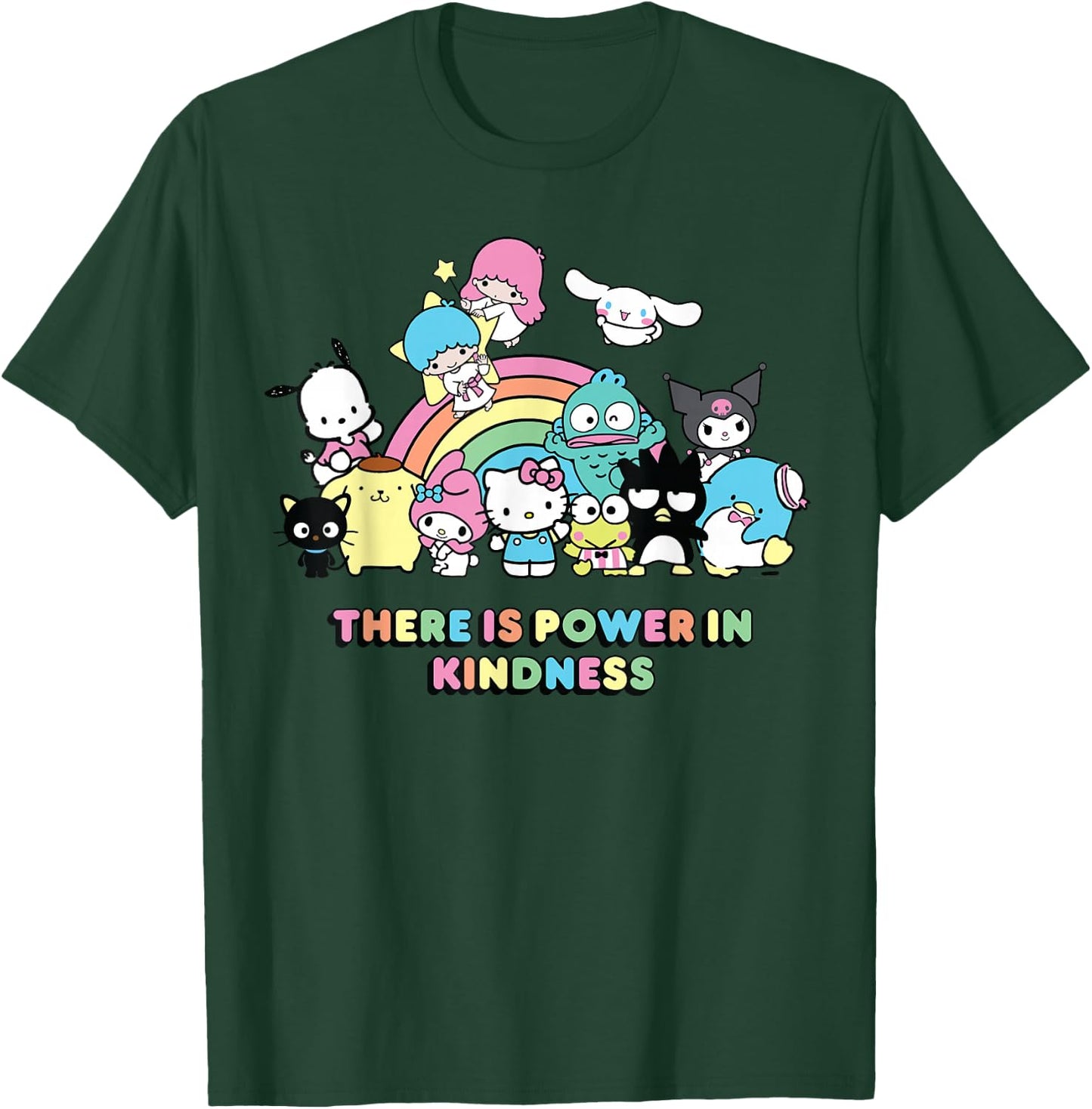 Sanrio Hello Kitty & Friends Power in Kindness Black Classic Fit , , Short Sleeve T-Shirt - T-Shirt | Forest