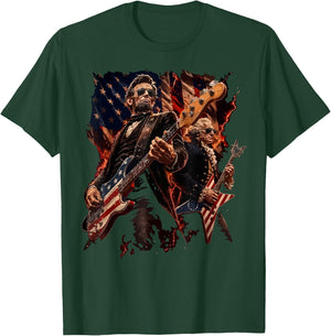 Presidents Abe Lincoln and George Washington Playing Guitar T-Shirt - T-Shirt | Forest