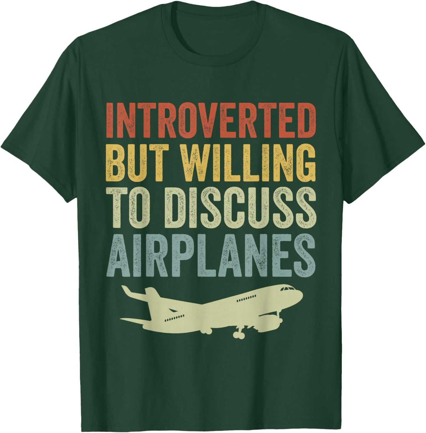Introverted but Willing to Discuss Airplanes Funny Airplane T-Shirt - T-Shirt | Forest
