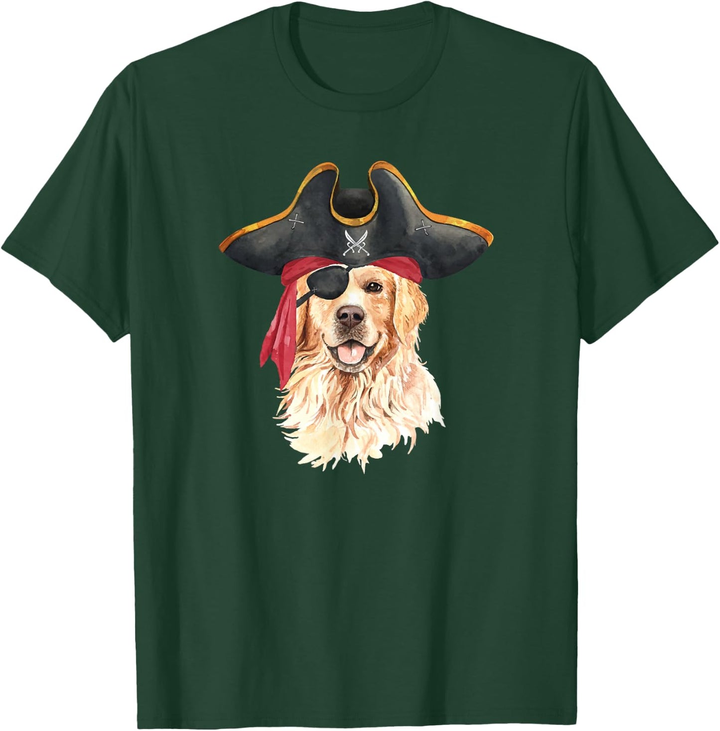 Golden Retriever In Pirate Costume Dog Lovers Women Kids T-Shirt - T-Shirt | Forest