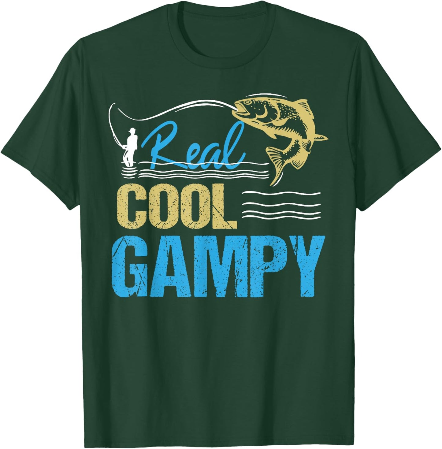 Vintage Reel Cool Gampy Fishing Daddy Grandpa Fathers Day T-Shirt - T-Shirt | Forest