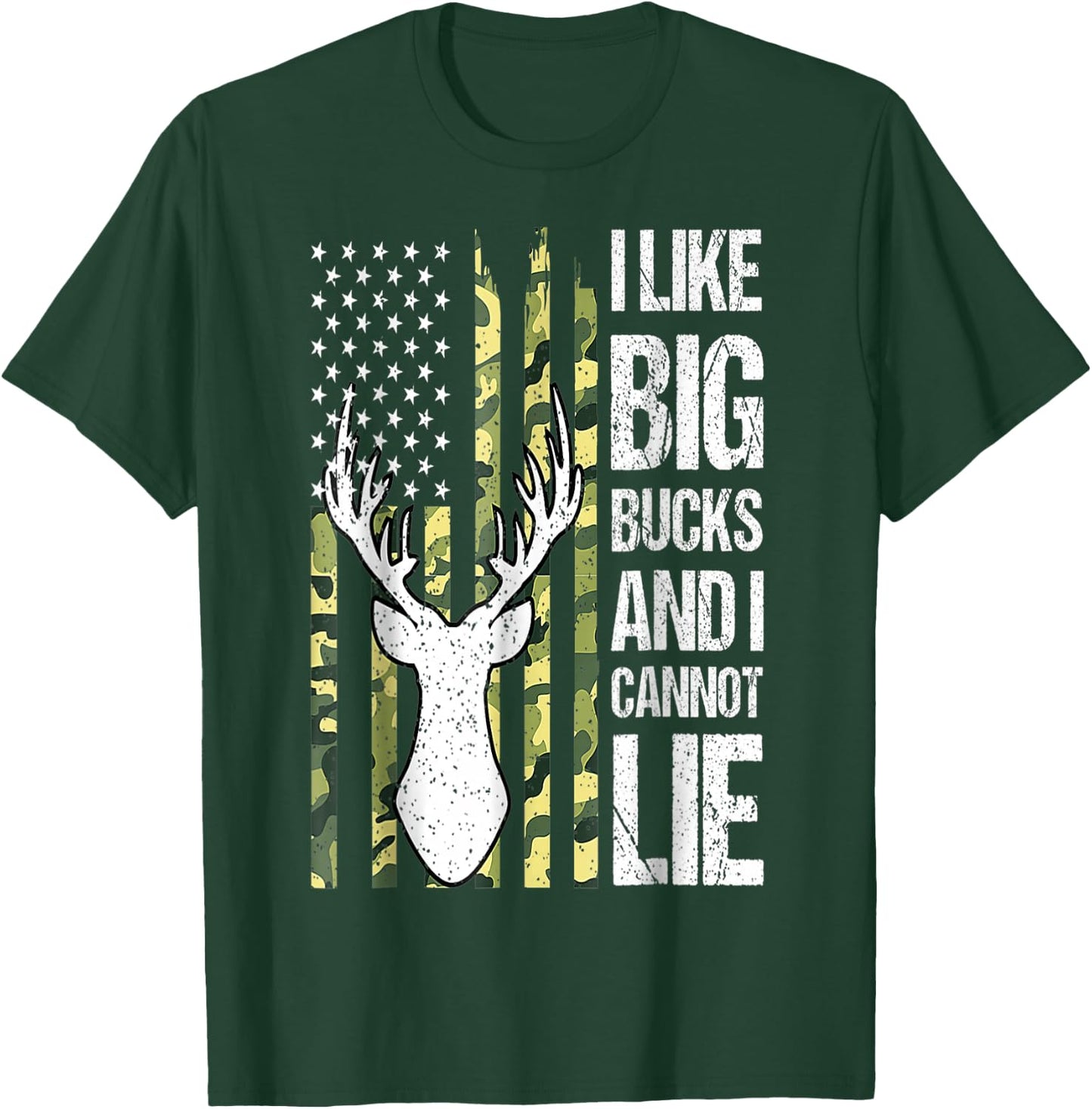 American Flag I Like Big Bucks and I Cannot Lie Deer Hunting T-Shirt - T-Shirt | Forest