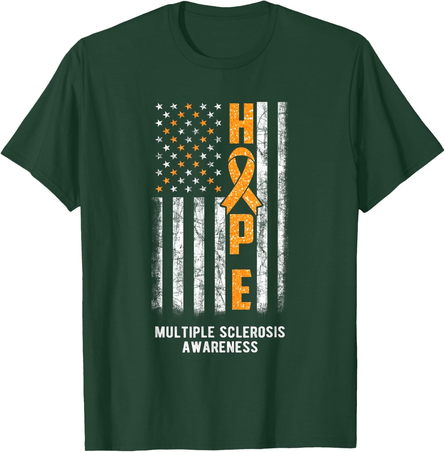 Orange Ribbon Hope MS - Multiple Sclerosis Awareness T-Shirt - T-Shirt | Forest