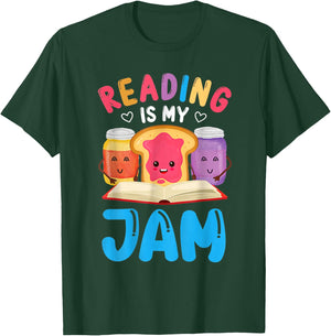 Reading is My Jam Funny I Love to Read Books Boy Girl T-Shirt - T-Shirt | Forest