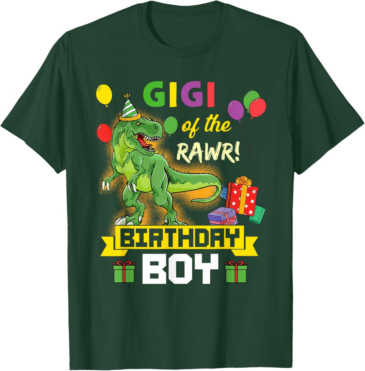 Gigi of the Birthday Boy Dinosaur Celebration Graphic T-Shirt - T-Shirt | Forest
