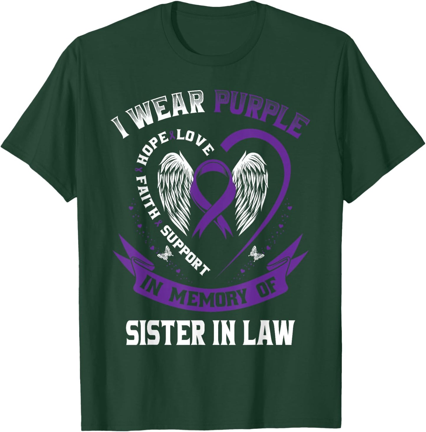 Wear Purple In Memory Of My Sister In Law Pancreatic Cancer T-Shirt - T-Shirt | Forest