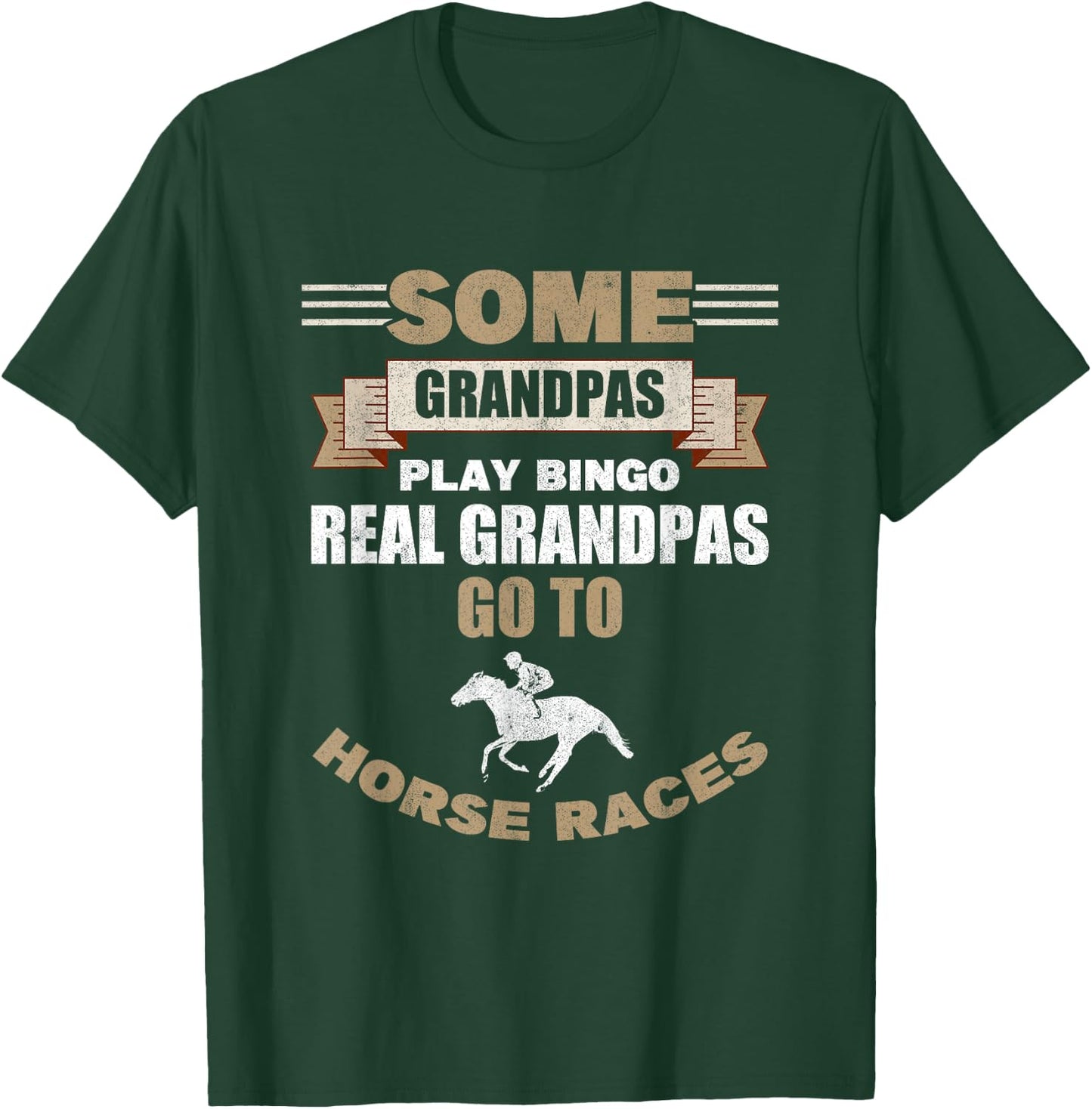 Horse Race Grandfather Gambler Grandpa Betting Horse Racing T-Shirt - T-Shirt | Forest