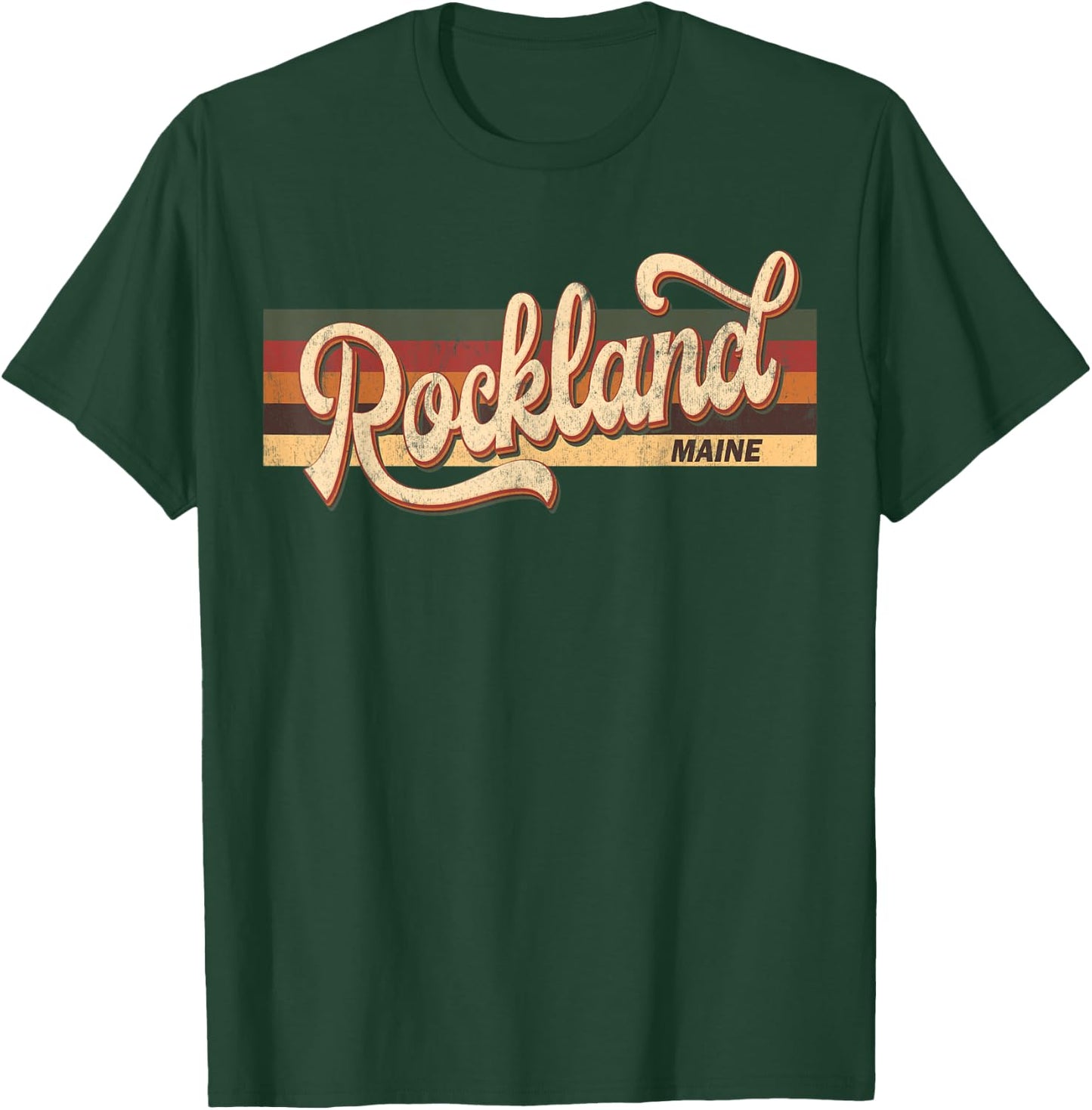 Rockland Maine State USA Retro Vintage 70s 80s T-Shirt - T-Shirt | Forest