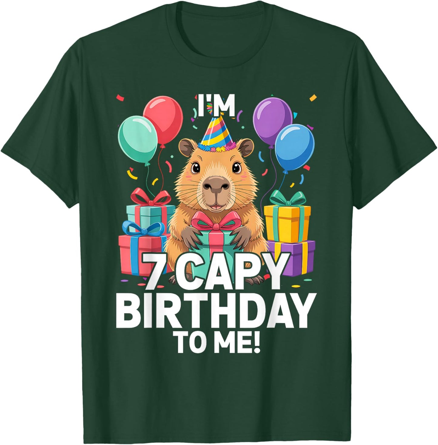 I'm 7 Year Old Capy Birthday to Me 7th Birthday Capybara T-Shirt - T-Shirt | Forest