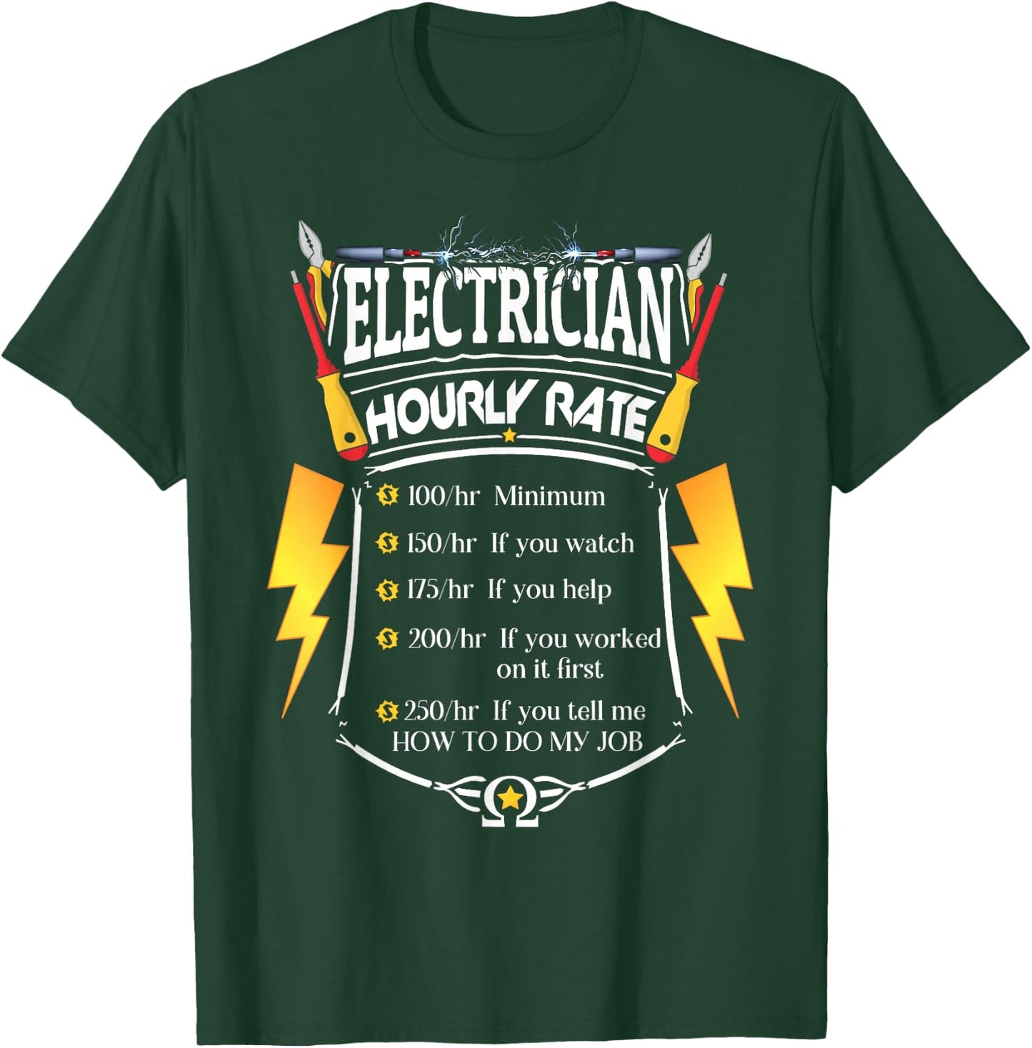 Electrician Hourly Rate Funny Journeyman Wiring Pro T-Shirt - T-Shirt | Forest