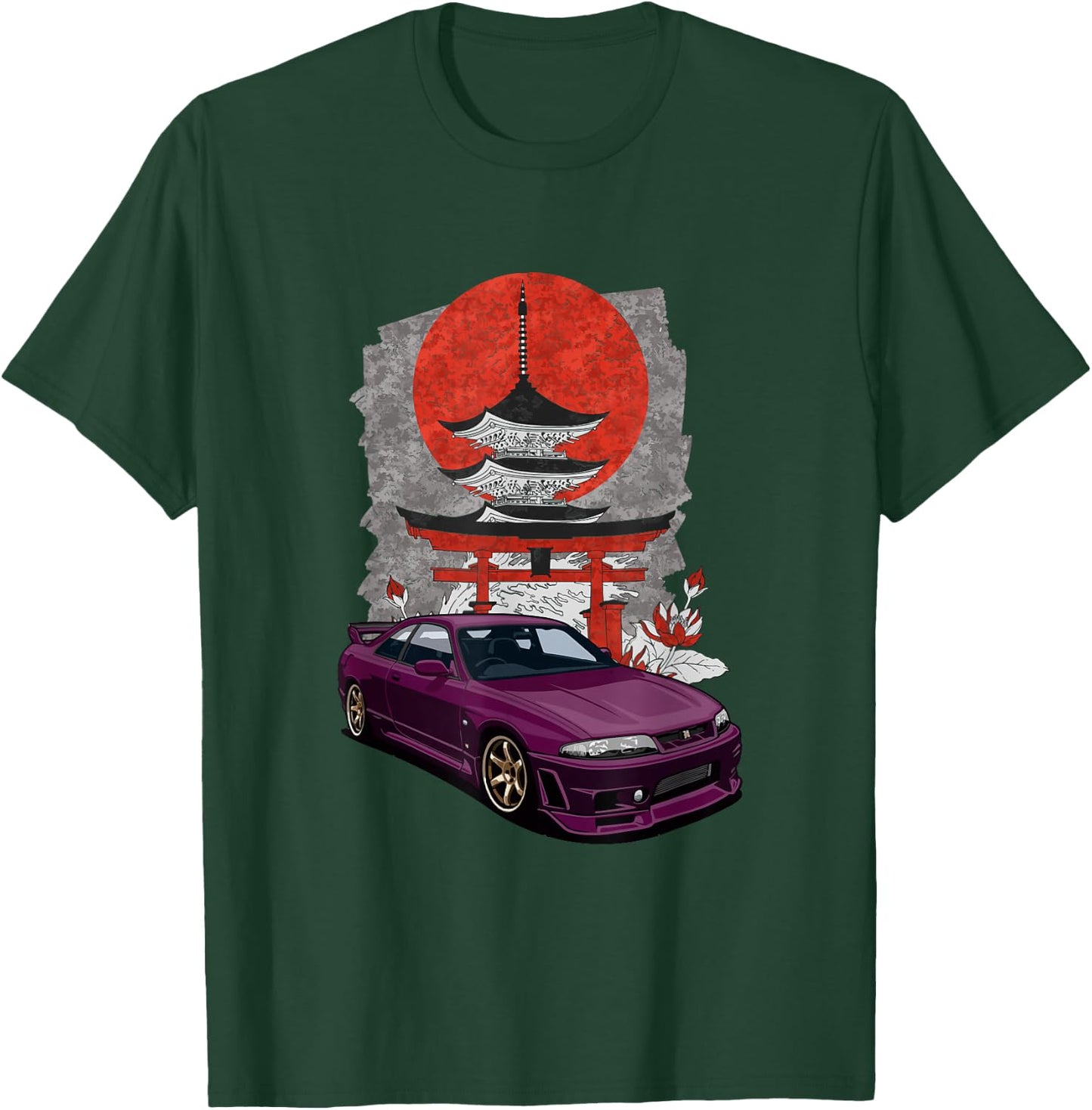 JDM Skyline R33 Car Tuning Japan Shinto Shrine Drift T-Shirt - T-Shirt | Forest