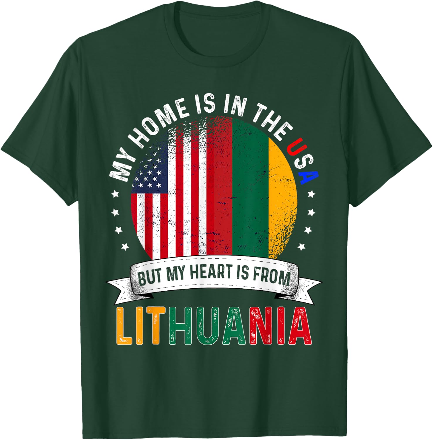 Lithuanian American Patriot Heart is from Lithuania Flag T-Shirt - T-Shirt | Forest