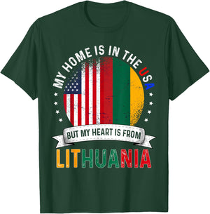 Lithuanian American Patriot Heart is from Lithuania Flag T-Shirt - T-Shirt | Forest