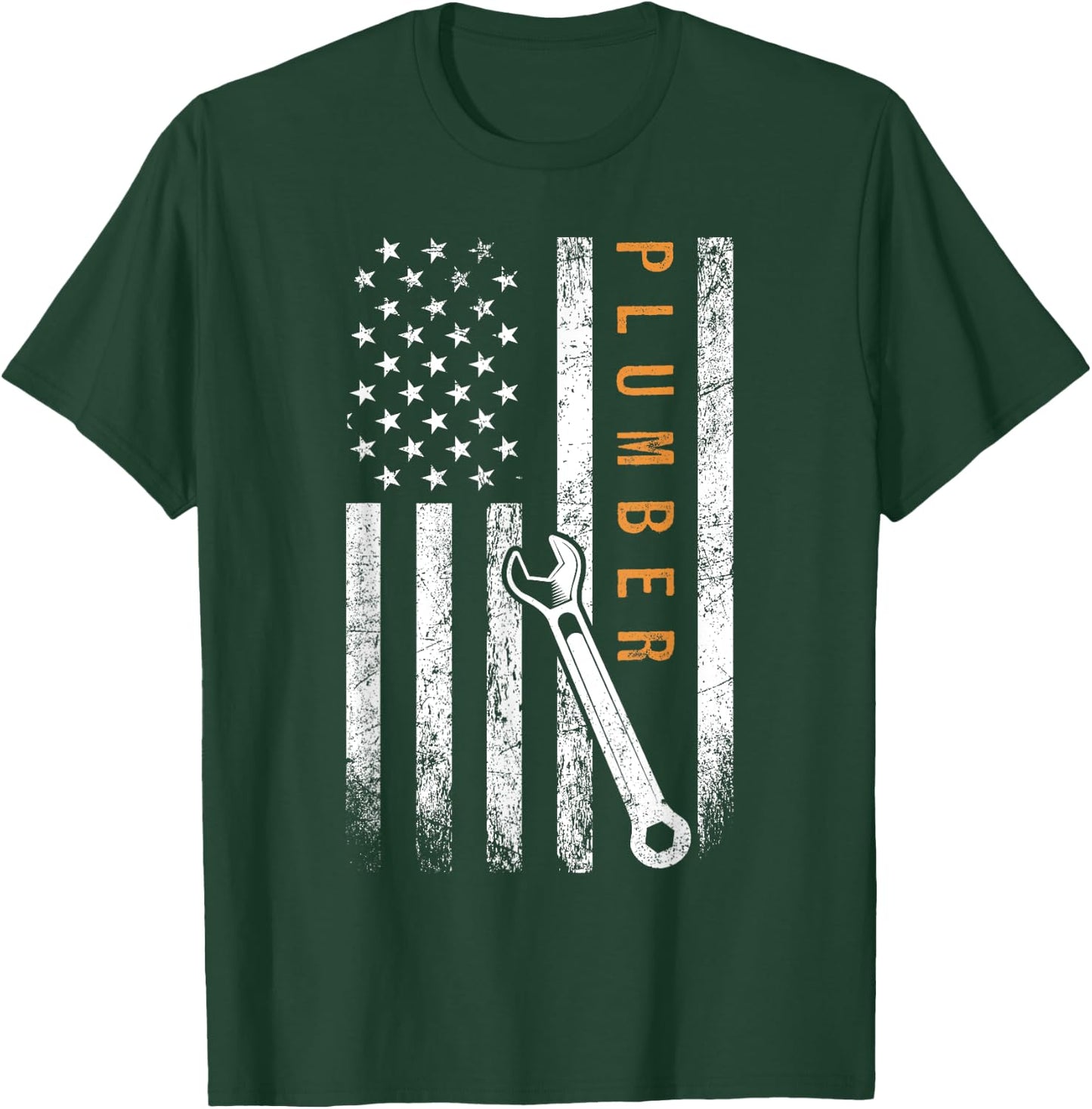 Plumber American Flag Design Plumbing T-Shirt - T-Shirt | Forest