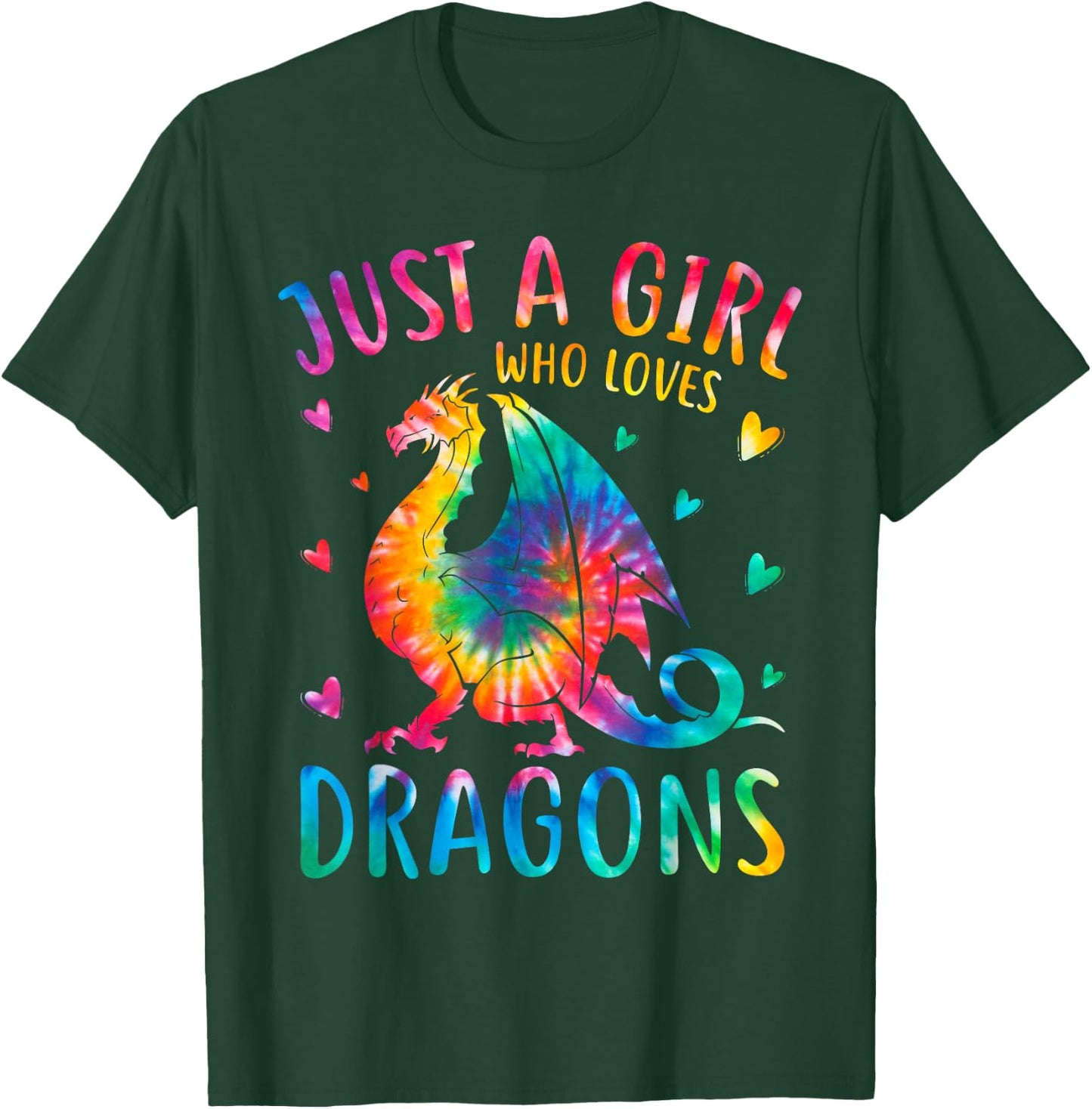 Cute Just A Girl Who Loves Dragons Tie Dye Women and Girls T-Shirt - T-Shirt | Forest