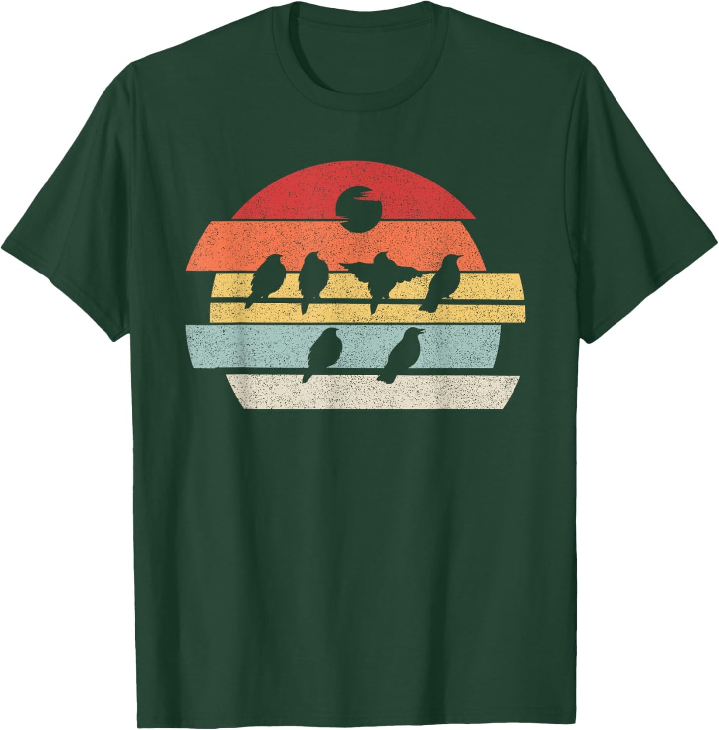 Vintage Retro Birds Shirt Birds On A Wire Nature Birds Lover T-Shirt - T-Shirt | Forest