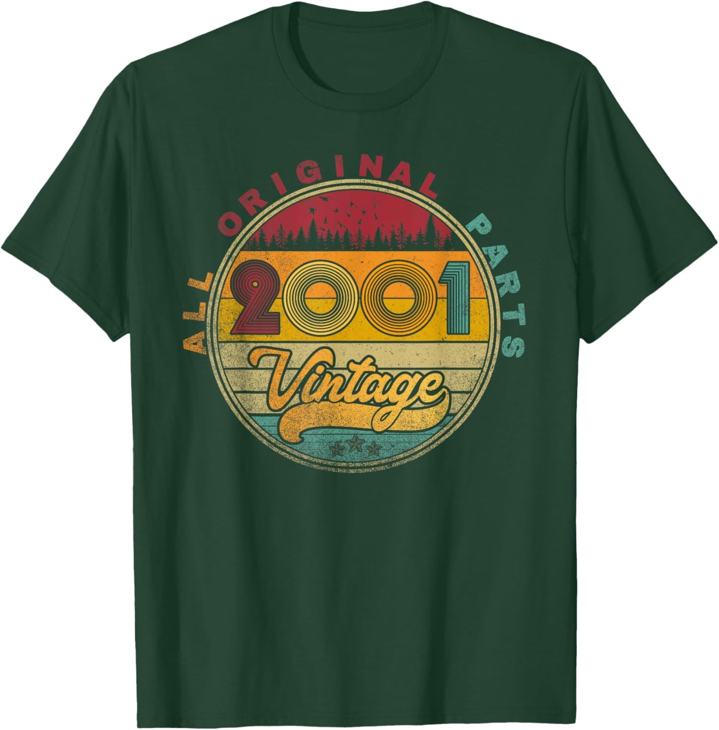 Vintage 2001 24th Birthday Gift 24 Years Old Men Women Retro T-Shirt - T-Shirt | Forest
