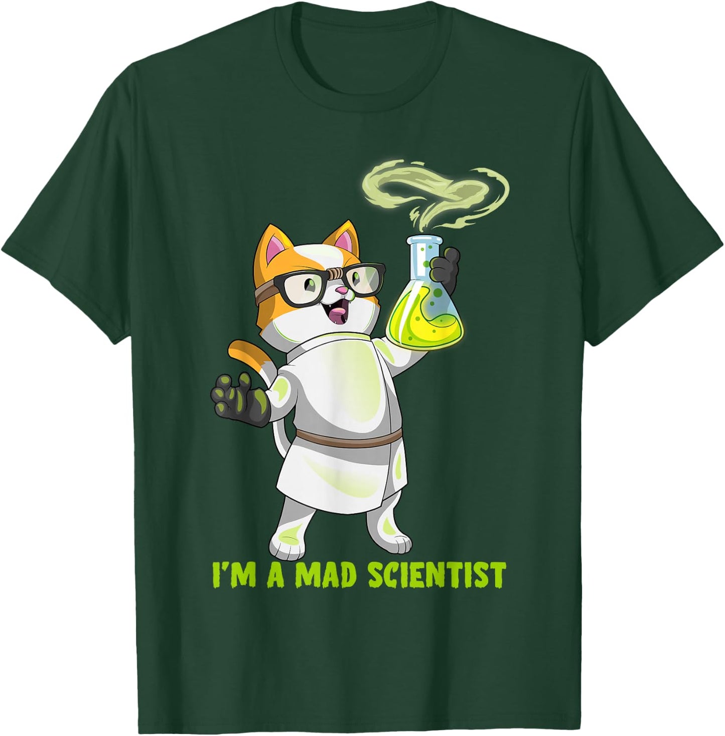 Science Cat Chemistry Mad Scientist Kitten Cation Teacher T-Shirt - T-Shirt | Forest