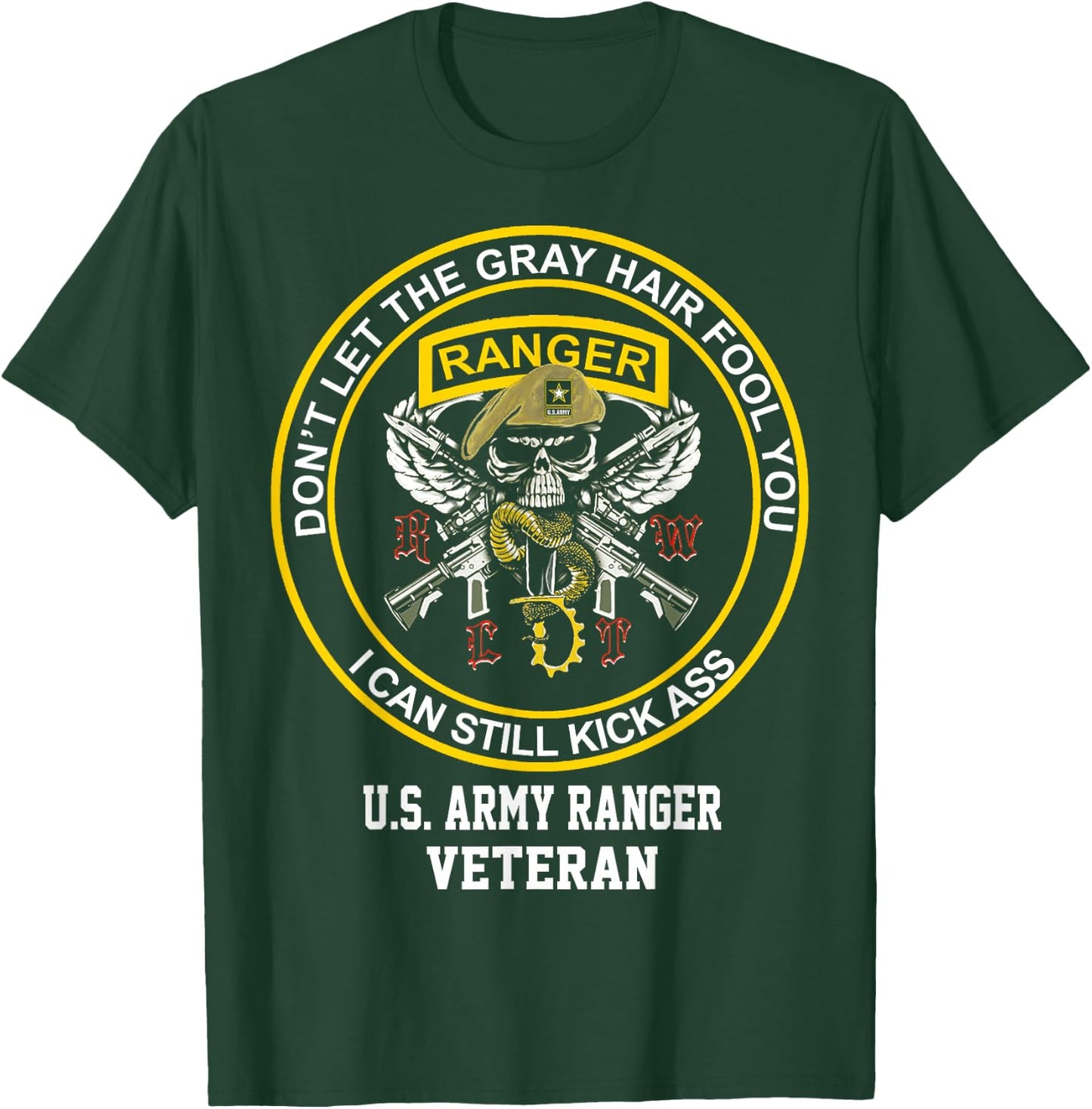 Funny Retired US Army Ranger Veteran USA Military Vet T-Shirt - T-Shirt | Forest