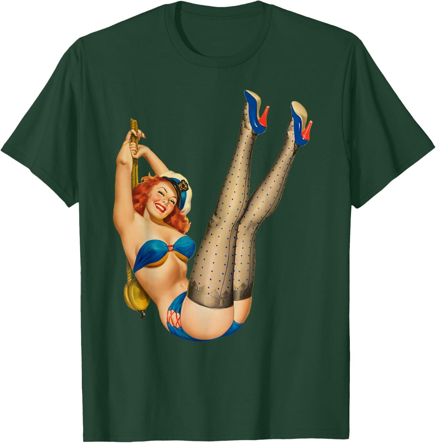 Vintage 1940's Pin-up Girl Sexy Classic Retro American Art T-Shirt - T-Shirt | Forest