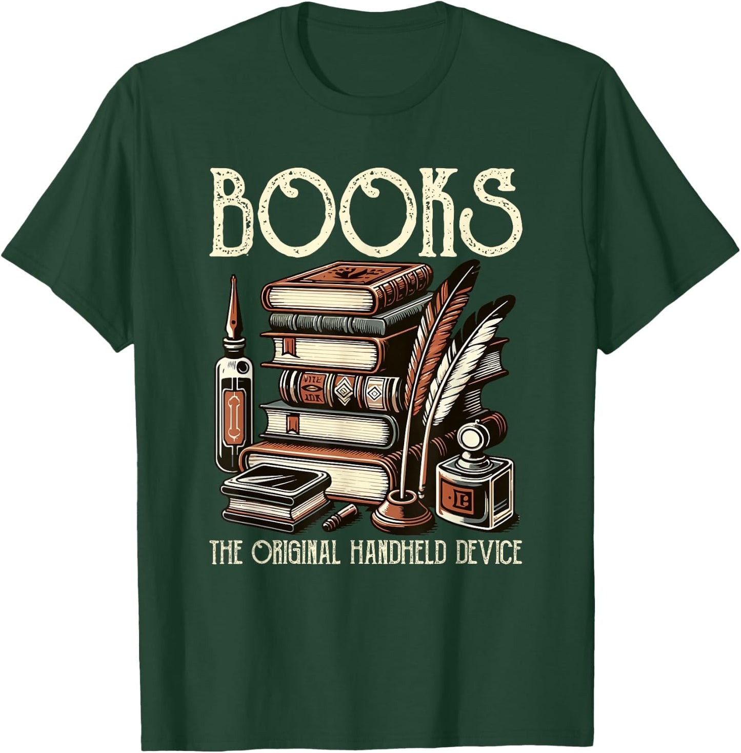 Books Original Handheld Device Book Librarian T-Shirt - T-Shirt | Forest