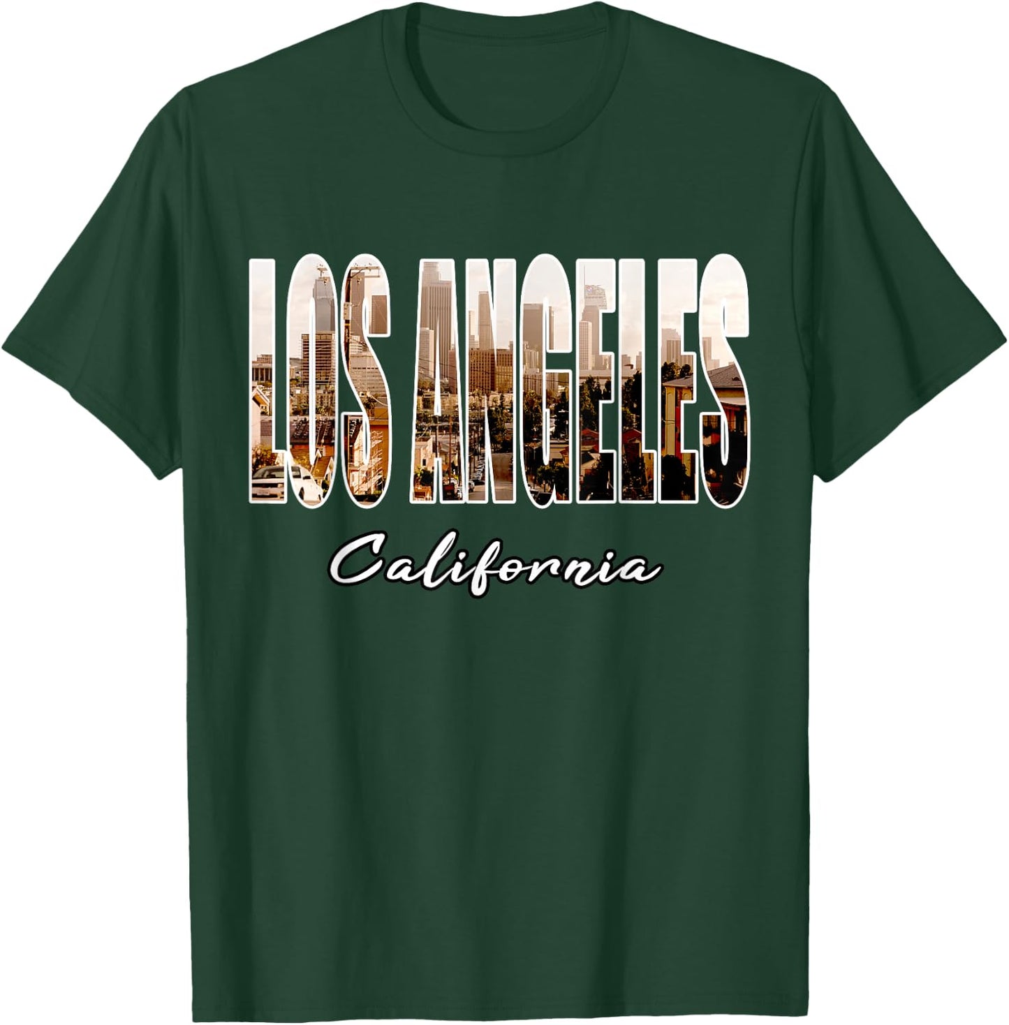 Los Angeles California Font Skyline Urban Photography LA T-Shirt - T-Shirt | Forest