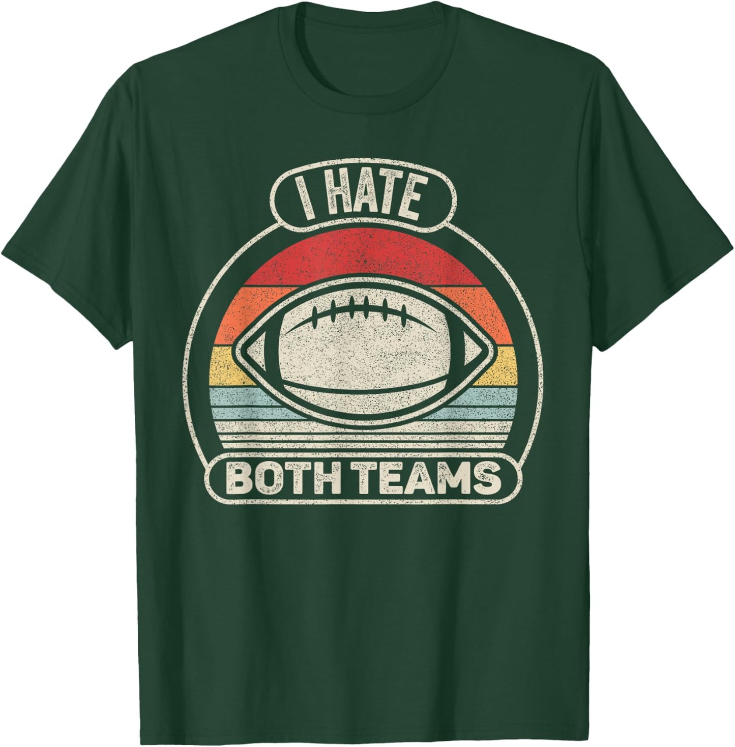 Catch Some Rays Vintage Retro I Hate Both Teams - Black - Small - -Adults - Short Sleeve - Classic Fit - - Retro Sports T-Shirt - T-Shirt | Forest