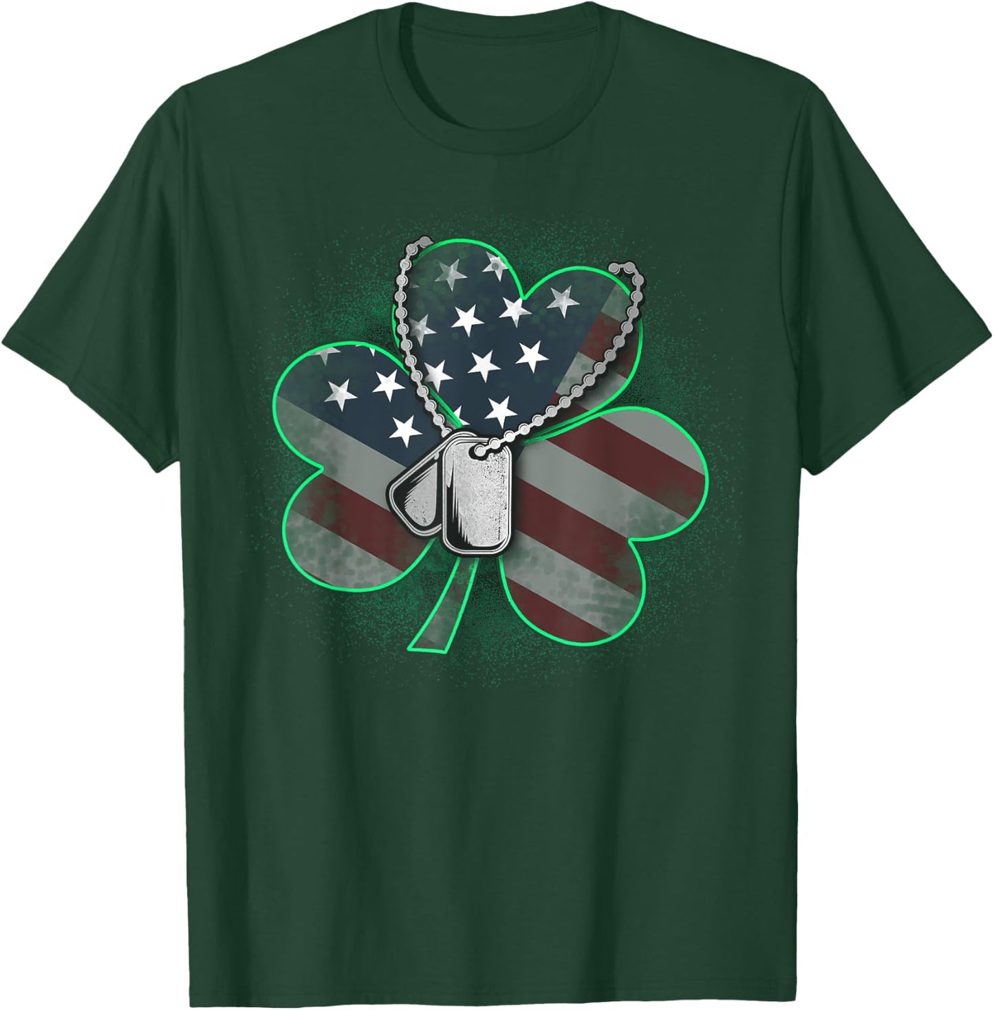 Veteran and Military St Patrick's Day Clover T-Shirt - T-Shirt | Forest