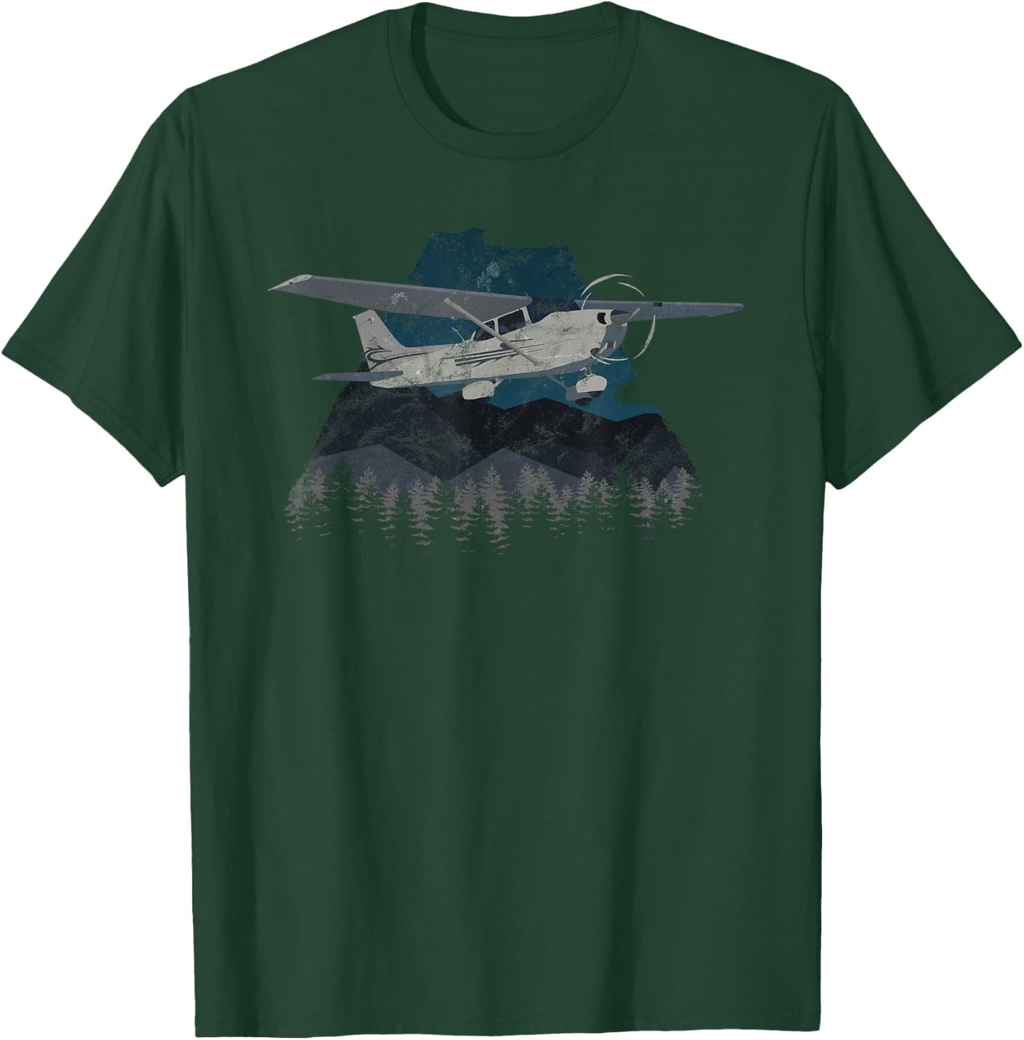 "Winter Flying" C-172 Skyhawk Airplane Vintage Pilot T-Shirt - T-Shirt | Forest